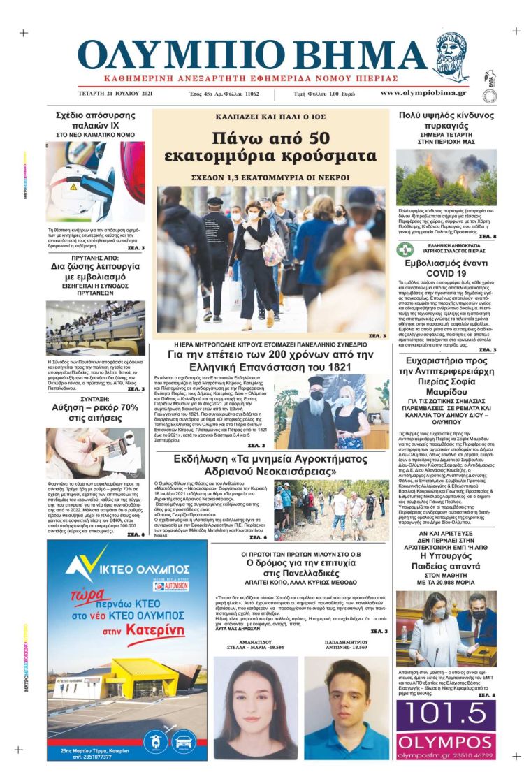 Τετάρτη, 21 Ιουλίου 2021