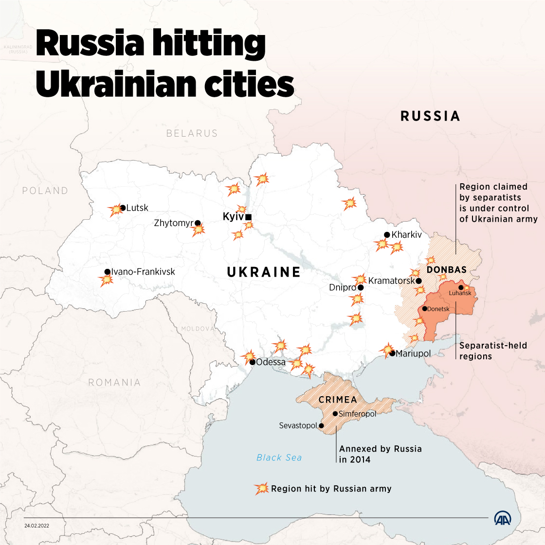 Ουκρανία: Η Ρωσία «Σφυροκοπά» Όλες Τις Μεγάλες Πόλεις – Δείτε Χάρτη Με Τις Πολεμικές Επιχειρήσεις