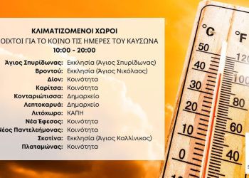 Δήμος Δίου Ολύμπου: Κλιματιζόμενοι χώροι για την προστασία των ευάλωτων πολιτών από τον καύσωνα