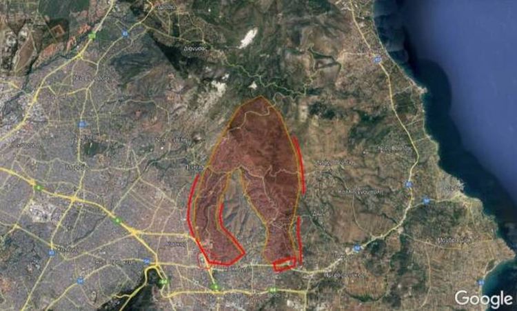 Φωτιά στην Πεντέλη: Το πύρινο «Λ» που κατακαίει την Αττική