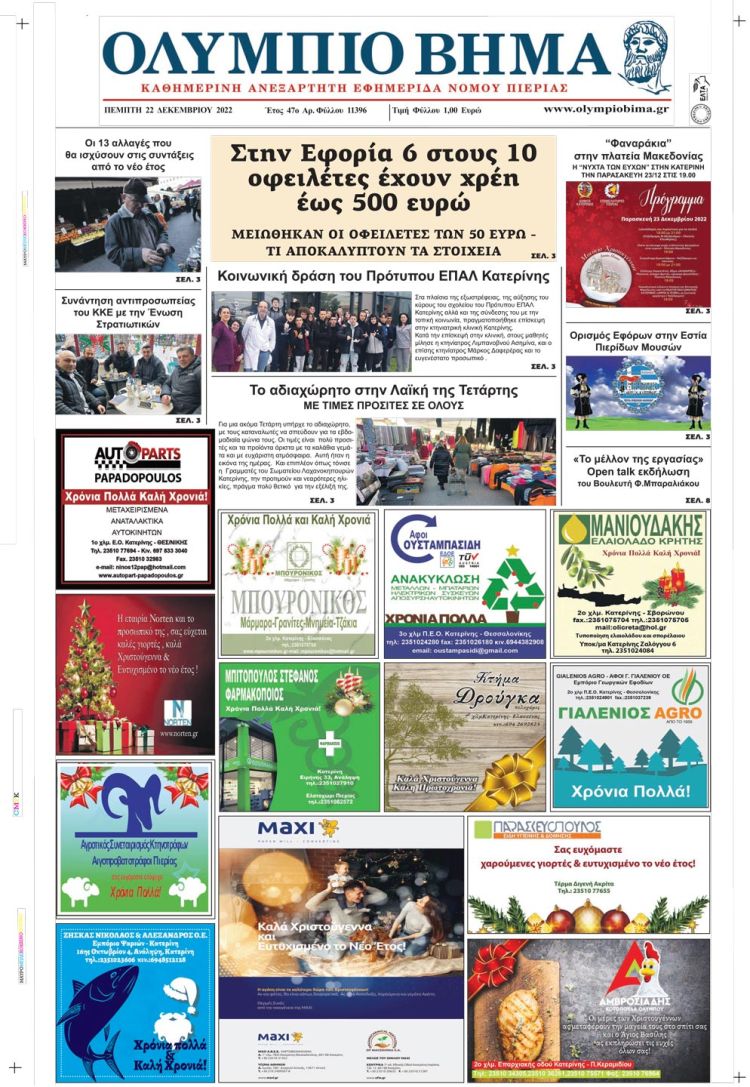 Πέμπτη, 22 Δεκεμβρίου 2022