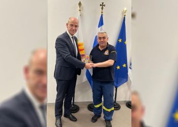 Συνάντηση του Βουλευτή ΝΔ Πιερίας Φ. Μπαραλιάκου με τον Αρχηγό της Πυροσβεστικής Αντ/γο. Α. Ράπανο