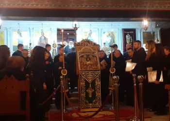 Υποδοχή της εικόνας «Γεννήσεως του Χριστού» στον καθεδρικό ναό Θείας Αναλήψεως Κατερίνης