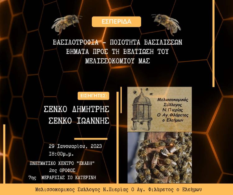 Μελισσοκομικός Σύλλογος Πιερίας – Σεμινάρια Βασιλιτροφίας