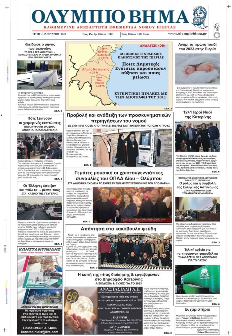 Τρίτη, 3 Ιανουαρίου 2023