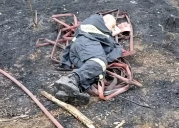 «Αυτή είναι η δική μου ξαπλώστρα» – Η συγκλονιστική φωτογραφία πυροσβέστη που κοιμάται στο έδαφος μετά από ολονύχτια μάχη