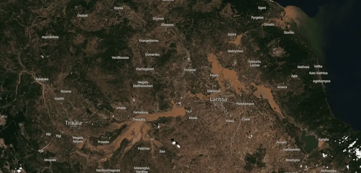 Πλημμύρα Στη Θεσσαλία: Μέσα Από Έναν Δορυφορικό Φακό