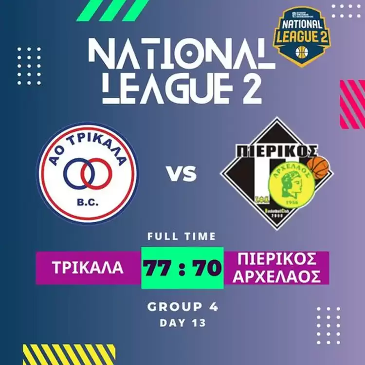 ΑΟ Τρίκαλα – Πιερικός Αρχέλαος 77 70: Μάχη μέχρι εσχάτων