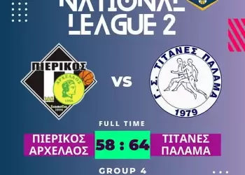 Πιερικός Αρχέλαος-Τιτάνες Παλαμά 58-64: Ήττα στα σημεία Πιερικός Αρχέλαος Τιτάνες Παλαμά 58 64: Ήττα στα σημεία