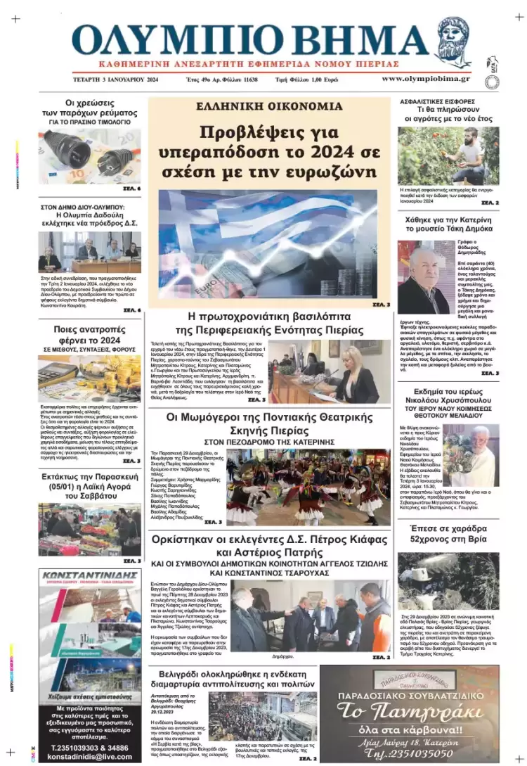 Τετάρτη, 3 Ιανουαρίου 2024