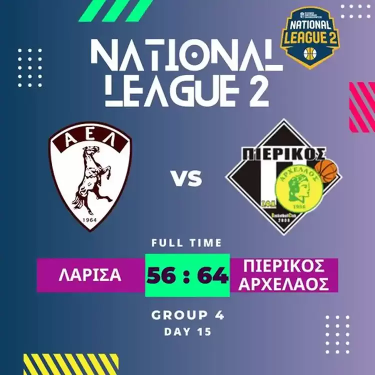Νίκη με ανατροπή: ΑΕ Λάρισας – Πιερικός Αρχέλαος 56 64