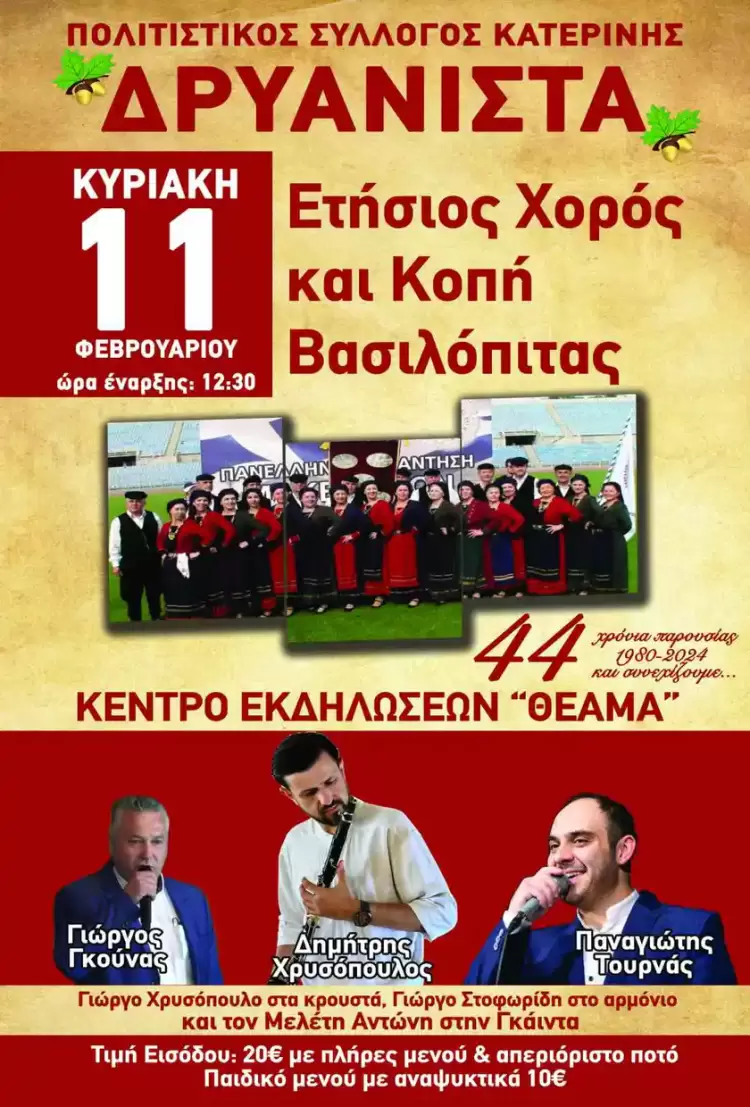 Την Κυριακή το μεσημέρι ο ετήσιος χορός του Συλλόγου “Δρυάνιστα”
