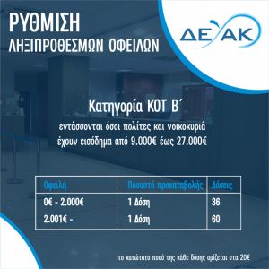Κατερίνη: Ευνοϊκή ρύθμιση ληξιπρόθεσμων χρεών για τους οφειλέτες της ΔΕΥΑΚ