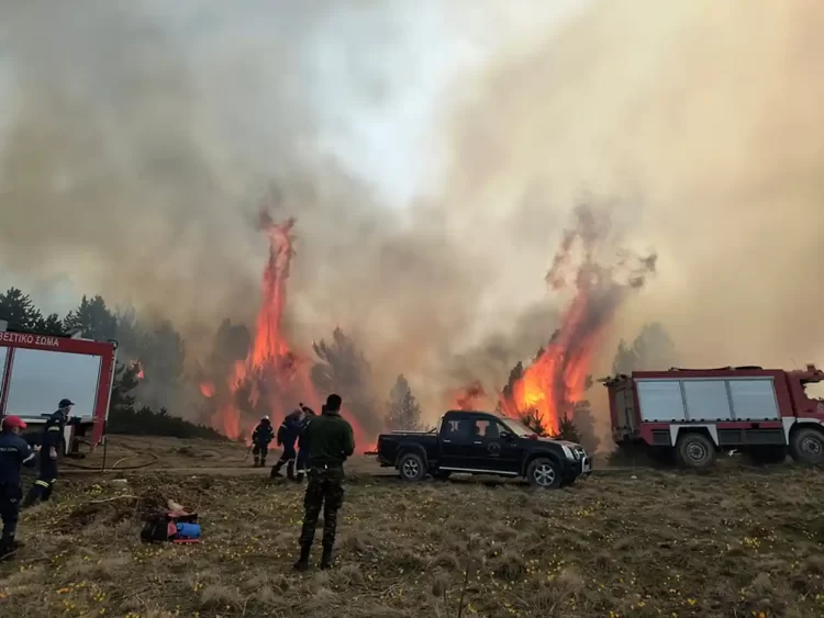 Πιερία: Με μια κορυφή λιγότερη τα Πιέρια – Η φωτιά έκαψε το «Λαπούσι» (2.005 μ.) και συνεχίζει … ανενόχλητη! (βίντεο & εικόνες)