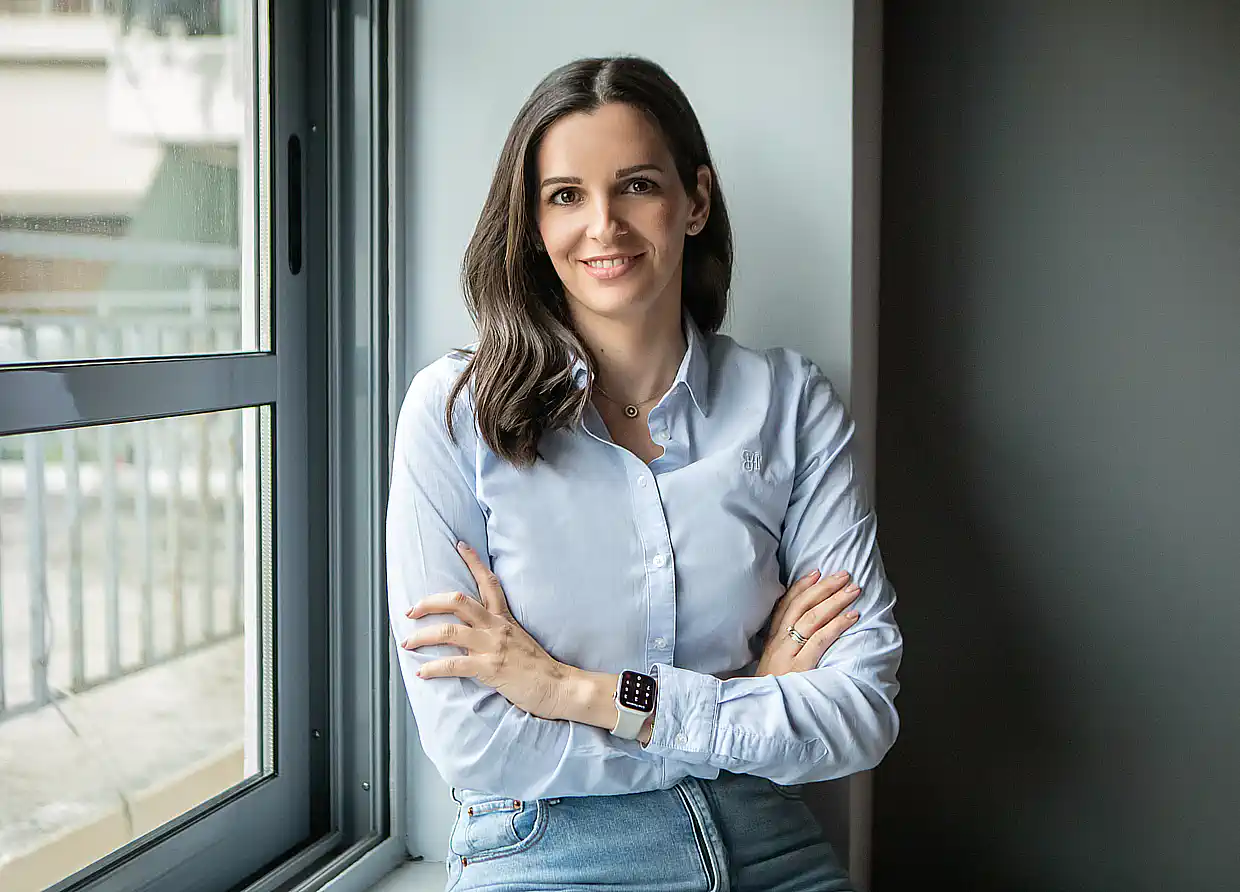 Η Όλγα Μαρκογιαννάκη, υποψήφια ευρωβουλευτής με το ΠΑ.ΣΟ.Κ. Κίνημα Αλλαγής σε πολιτική εκδήλωση σήμερα στην Καλαμαριά