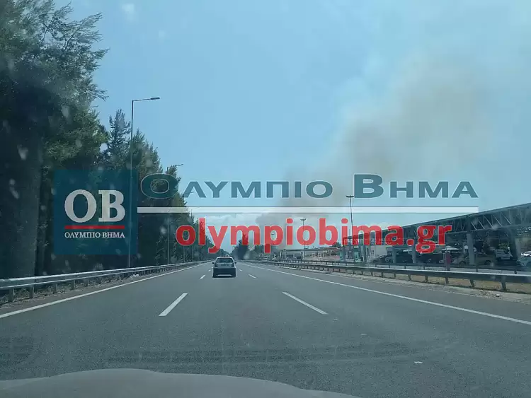 Κατερίνη: Φωτιά ανάμεσα στα δύο ρευματω της Εθνικής Οδού