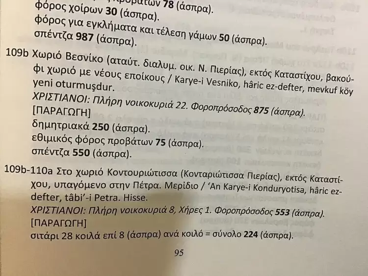 Πληροφορίες για χωριά και οικισμούς της Πιερίας κατά τον 15ο αιώνα από οθωμανικό κατάστιχο του 1454 1455