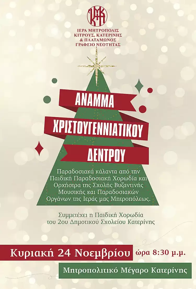 Άναμμα του Χριστουγεννιάτικου Δέντρου στο Μητροπολιτικό Μέγαρο Κατερίνης