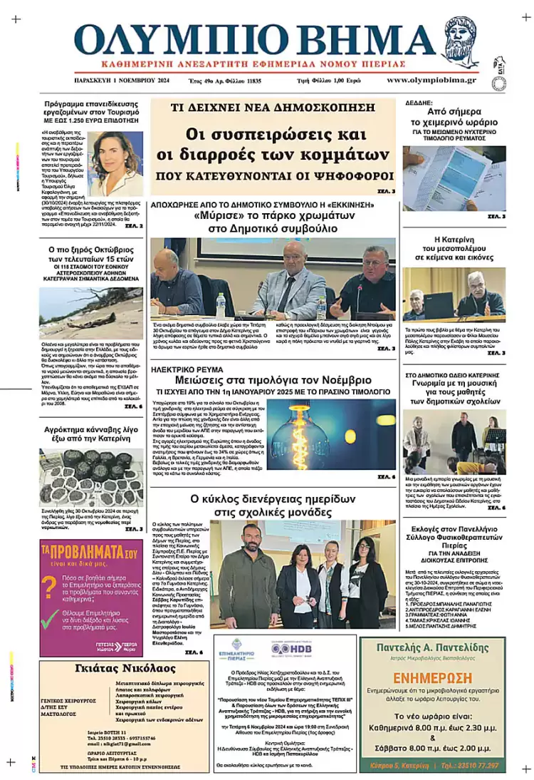 Πρωτοσέλιδο Παρασκευή, 1 Νοεμβρίου 2024