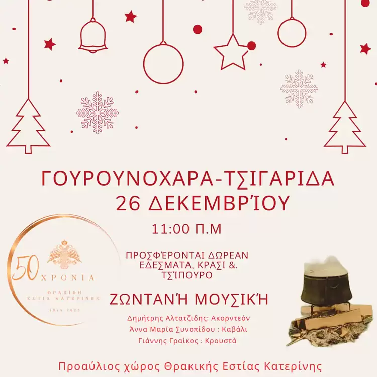 Θρακική Εστία Κατερίνης: Σας προσκαλούμε στο Θρακιώτικο έθιμο της «Τσιγαρίδας – Γουρουνοχαράς».