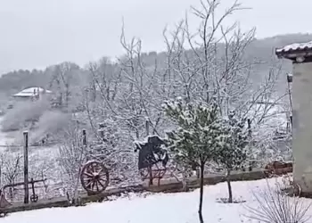 Χιονίζει στην Άνω Μηλιά Πιερίας (βίντεο)