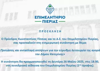 Ενημερωτική εκδήλωση από το Επιμελητήριο Πιερίας για την αγορά του Δήμου Κατερίνης
