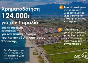 Παραλία Κατερίνης: Εκσυγχρονισμός του εξοπλισμού του κεντρικού αντλιοστασίου ύδρευσης