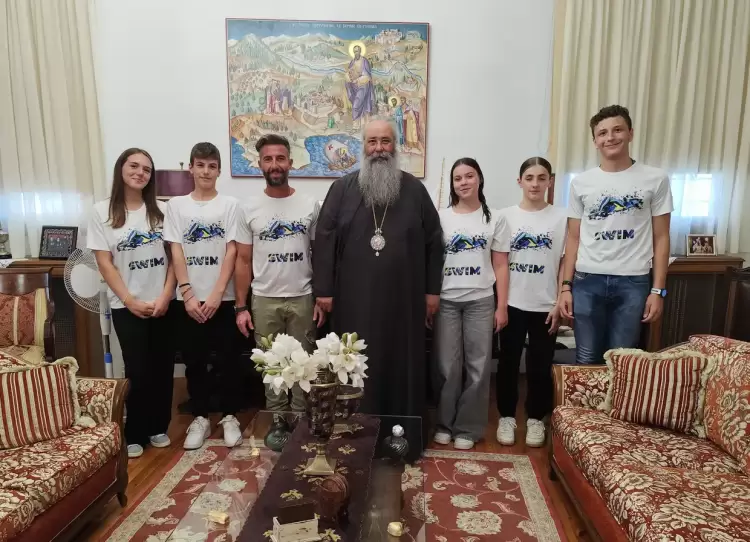 Τον Σεβασμιώτατο Μητροπολίτη Κίτρους, Κατερίνης και Πλαταμώνος κ. Γεώργιο επισκέφτηκαν οι κολυμβητές του Ποσειδών
