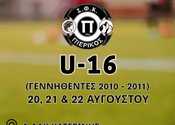 ΣΦΚ ΠΙΕΡΙΚΟΣ 1961: Έναρξη προετοιμασίας Κ 16