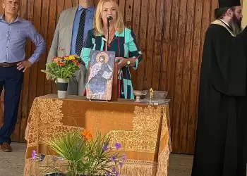 Η Άννα Μάνη στον αγιασμό του 3ου Γυμνασίου και Λυκείου Κατερίνης και του Πρότυπου Επαγγελματικού Λυκείου (Π.ΕΠΑ.Λ.)