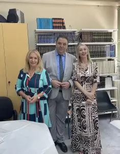 Η Άννα Μάνη στον αγιασμό του 3ου Γυμνασίου και Λυκείου Κατερίνης και του Πρότυπου Επαγγελματικού Λυκείου (Π.ΕΠΑ.Λ.)