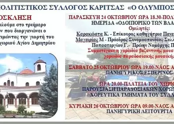 Τριήμερο εκδηλώσεων στην Καρίτσα για τη Γιορτή Αγίου Δημητρίου